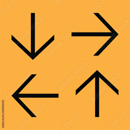 Four black left right up and down arrows set design