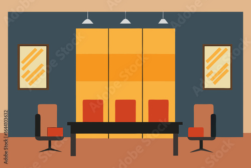 Office with Silk Upholstered Wall Panels