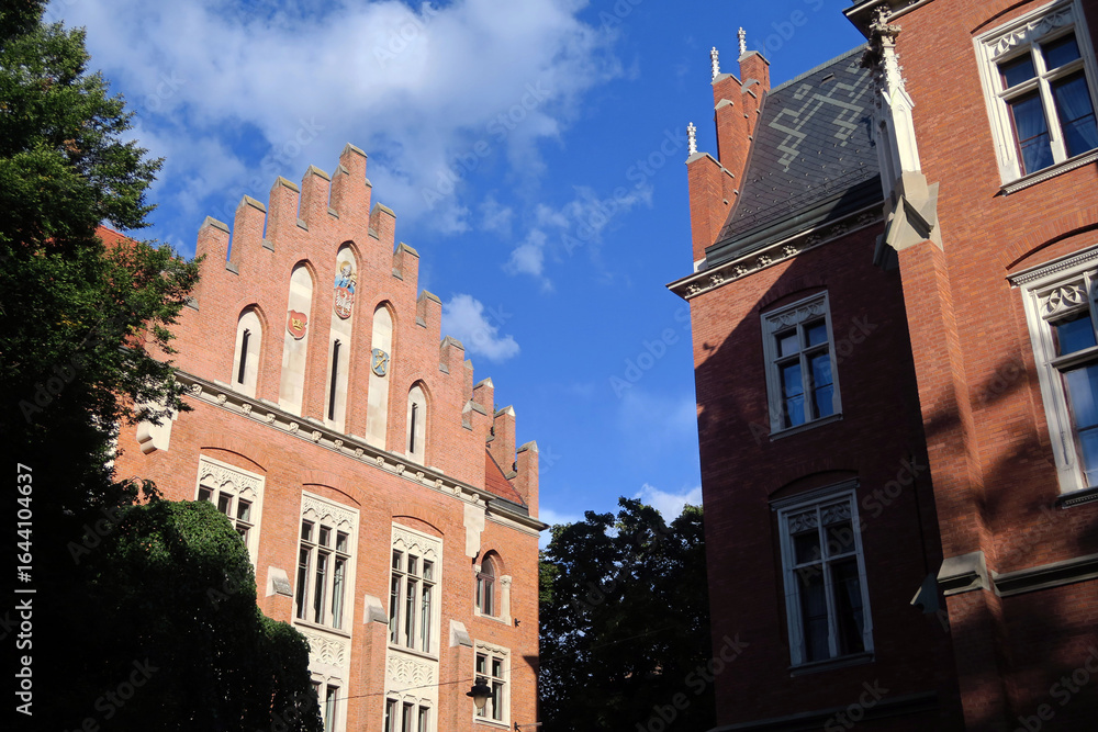 Obraz premium Kraków, Poland. Jagiellonian University (Polish : Uniwersytet Jagielloński) is ranked among Europe's elite universities. It was founded in 1364 by Casimir III