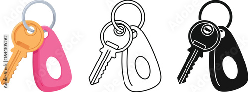 Find your lost keys keychains and keyrings vector illustration