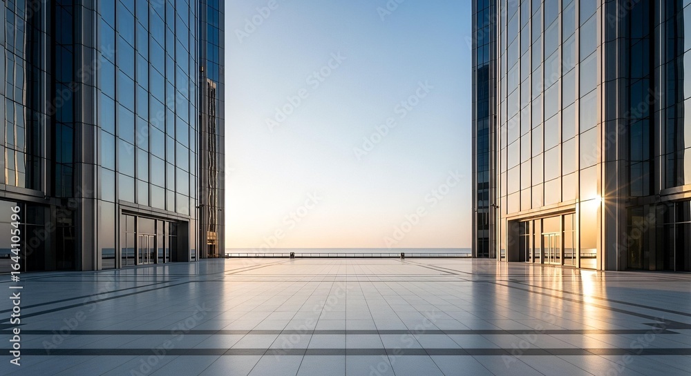 Fototapeta premium Modern architecture with reflective glass facades
