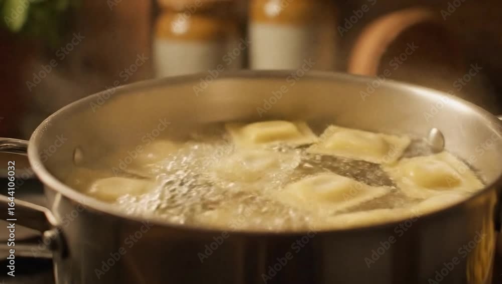 Ravioli water boil with float Ravioli water boil with float
