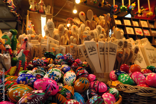 Rynek Główny, Kraków, Poland. Easter market in the main square of the city 