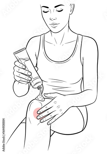 Woman applying cream on painful joint at home for arthritis relief