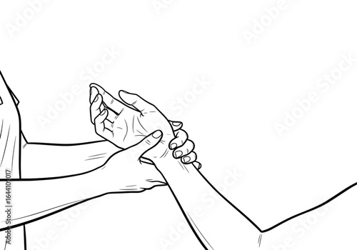 illustration of a healthcare professional examining a patient's wrist for medical assessment 