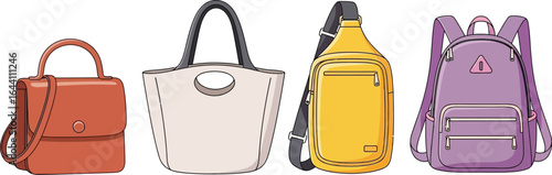 Assorted bags and purses collection fashion accessories style