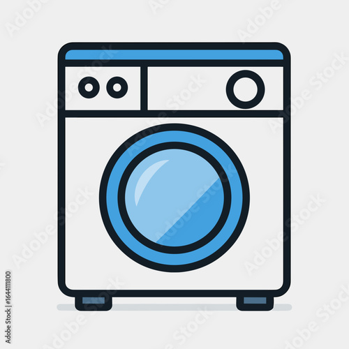 Modern washing machine with front-loading design on light background