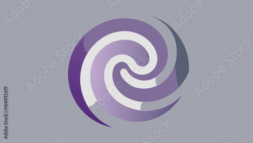 Abstract Purple and Grey Swirling Spiral on Light Grey Background vortex circular