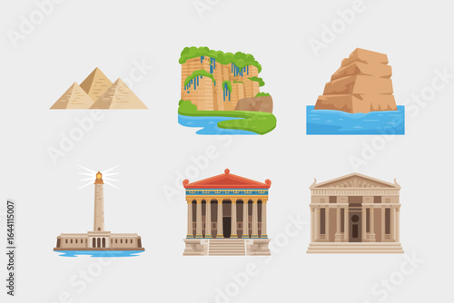 Architecture and event icons, civic building stadium landmark vector, urban planning illustration, event venue travel clipart, printable design elements