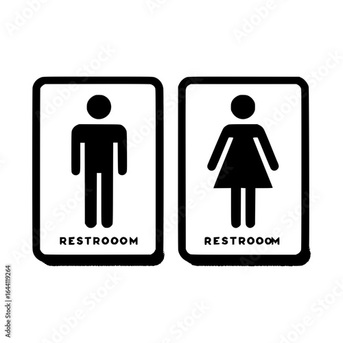 Restroom gender symbol black vector icon 