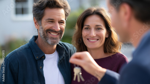 Wallpaper Mural Happy couple receives keys to their new home from real estate agent Torontodigital.ca