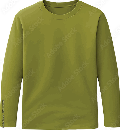 olive color full Sleeve T-Shirt for 3D Mockup