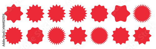 Set of red starburst, starburst labels. tag or label set. starburst or sunburst badge collection. can be used for price tag, best sell, shirt size, quality mark