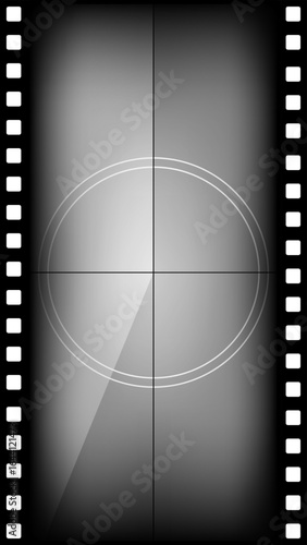 Grunge strip animation with timer numbers and frame. 9x16 retro countdown timer with vertical film reel layout. Vintage screen sequence for motion clip, camera intro or television start