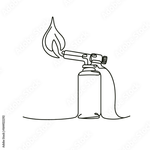 Blowtorch in line art drawing in black and white for soldering
