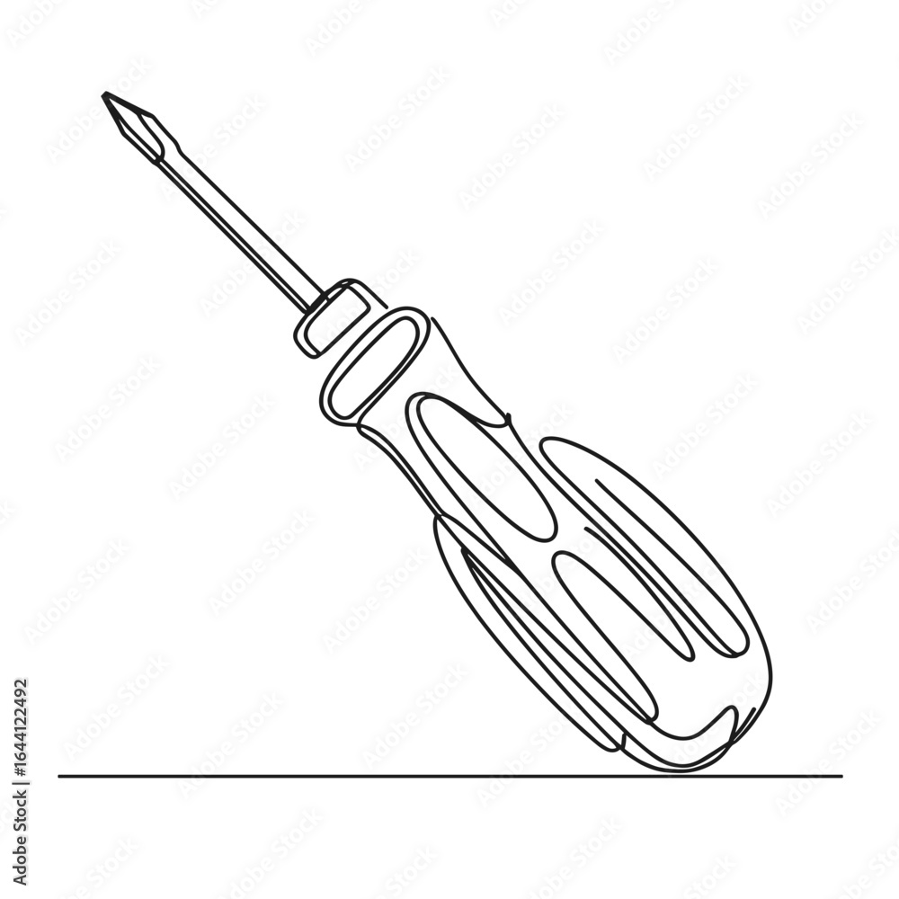 Obraz premium Simple screwdriver drawing in line art style representing hand tool