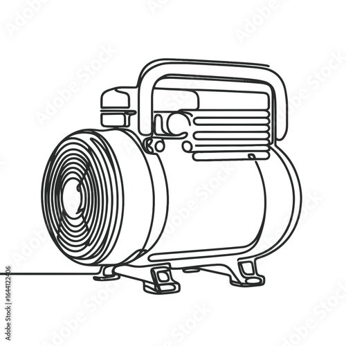Electric motor line drawing in black and white for mechanical use