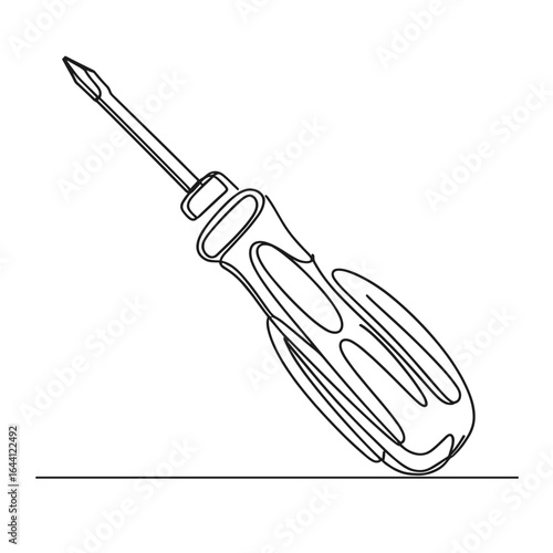 Simple screwdriver drawing in line art style representing hand tool