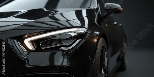 The sleek black luxury car showcasing modern design and advanced technology.