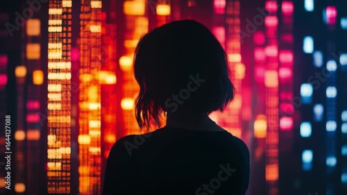 Wallpaper Mural This captivating footage features a silhouette illuminated by colorful lights. It creates a magical atmosphere. Perfect for artistic projects. Generative AI Torontodigital.ca