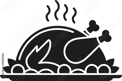 Thanksgiving Roast Turkey Silhouette Vector Illustration