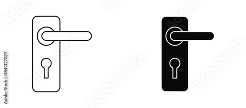 Vector art of a pair of door handles, one in black and one in white, illustrating the contrast between light and dark, isolated on white background