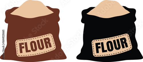 Illustration of flour sack for baking and cooking ingredients