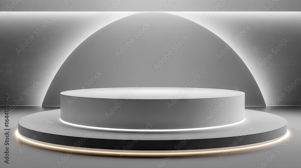Fototapeta premium Empty gray and white pedestal display.