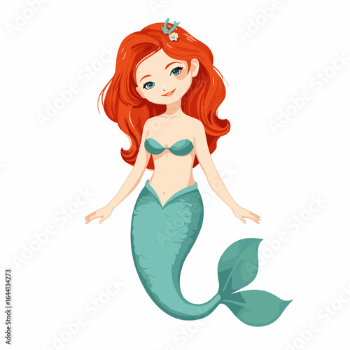 Cute mermaid illustration on a white background