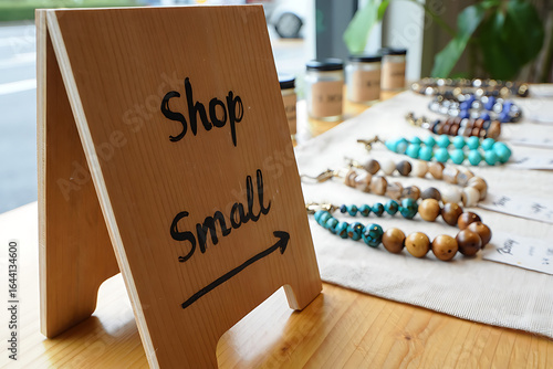 Supporting Local Businesses Handmade Jewelry on Display Encouraging Community Shopping and Small Business Saturday Concept