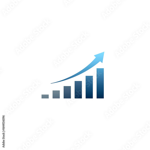 Simple flat color vector art of an upward-trending graph with blue colors on a white background, simple shapes, smooth curves, no shadows. Free Download Simple flat color vector art of an upward-trending graph with blue colors on a white background, simple shapes, smooth curves, no shadows. - GFXLoad