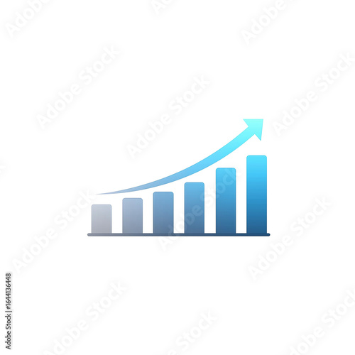 Simple flat color vector art of an upward-trending graph with blue colors on a white background, simple shapes, smooth curves, no shadows. Free Download Simple flat color vector art of an upward-trending graph with blue colors on a white background, simple shapes, smooth curves, no shadows. - GFXLoad