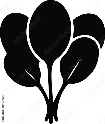 Illustrator fresh spinach leaves healthy food ingredient Silhouette vector