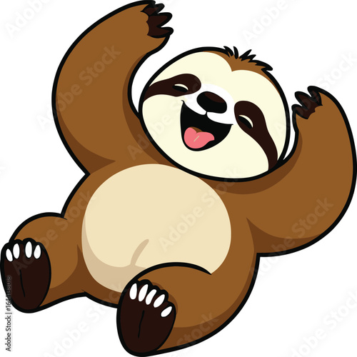 Cheerful Cartoon Sloth Illustration Happy Animal Character For Childrens Content Educational Materials And Playful Designs