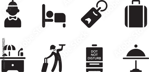 Hotel Service Icon Set Collection of Hospitality and Guest Assistance Vector Design