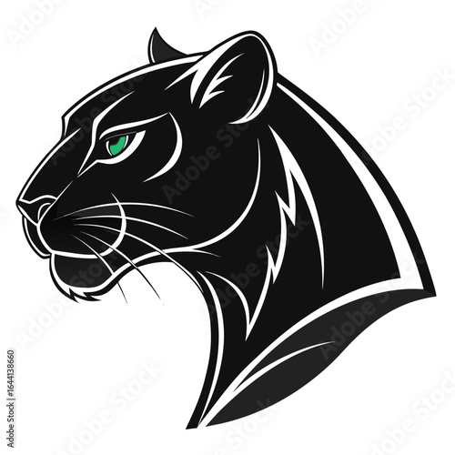 Stylized black panther head with green eyes