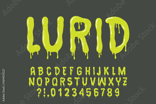 Neon Dripping Slime Horror Font Alphabet Vector