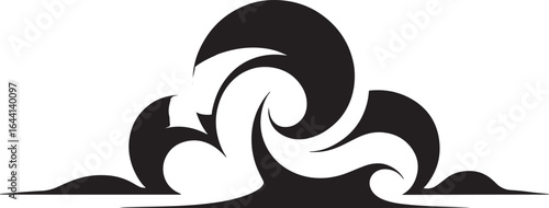 Stylized Wave Vector Icon for Surfing Enthusiasts and Coastal Themes in Bold Black Design