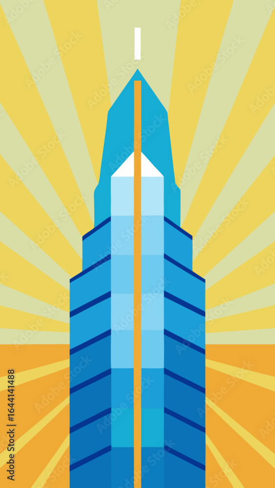 Obraz premium corporate high rise with sunbeams shining through