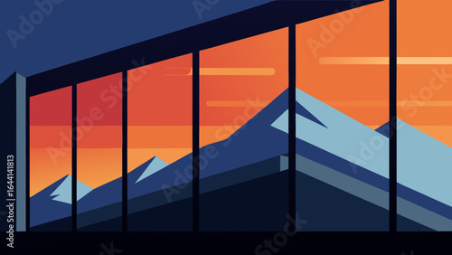 Mountain Sunrise Reflecting in Full Glass Building