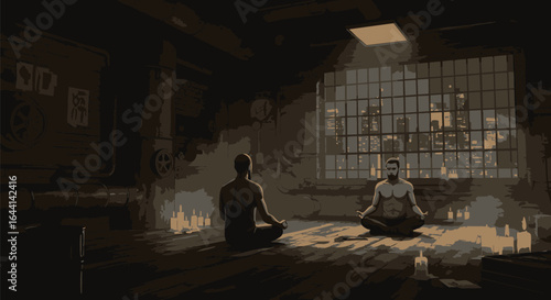 Urban Zen Meditative Moment in a Candlelit Loft