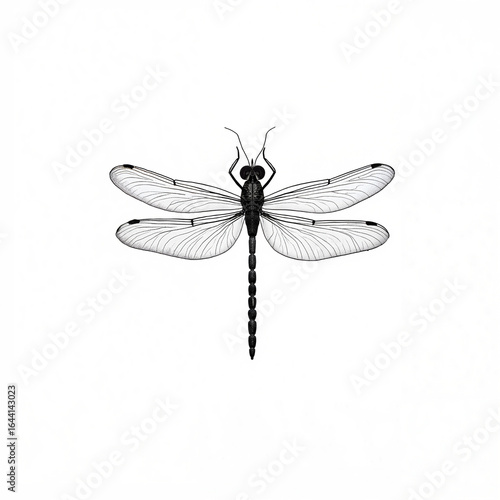 Detailed illustration of a dragonfly on a white background  