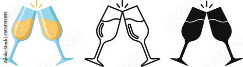 Champagne toast cheers celebration party event vector icon