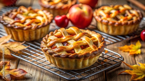 Wallpaper Mural Delicious autumn apple tarts on a rustic wooden table Torontodigital.ca
