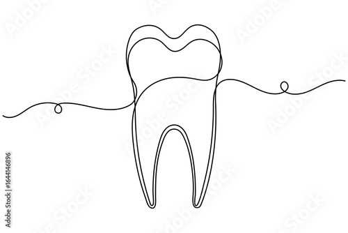 Tooth and teeth continuous one line drawing minimalist smile healthy dental  vector illustration