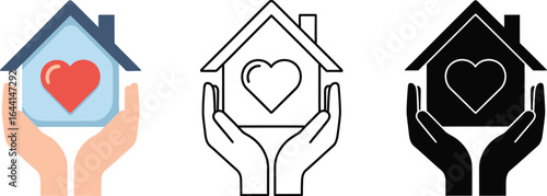 Home care support services hands holding house with heart