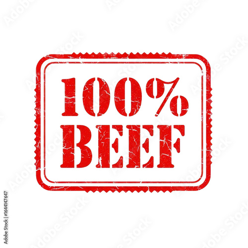 Hundred percent beef product label food grade meat market butcher shop on transparent background