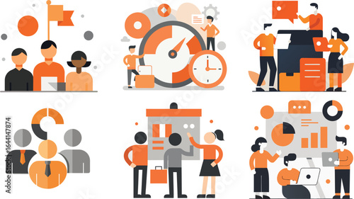 Wallpaper Mural Business Strategy Planning Illustration with Flat Design, Team Collaboration, and Corporate Growth Torontodigital.ca