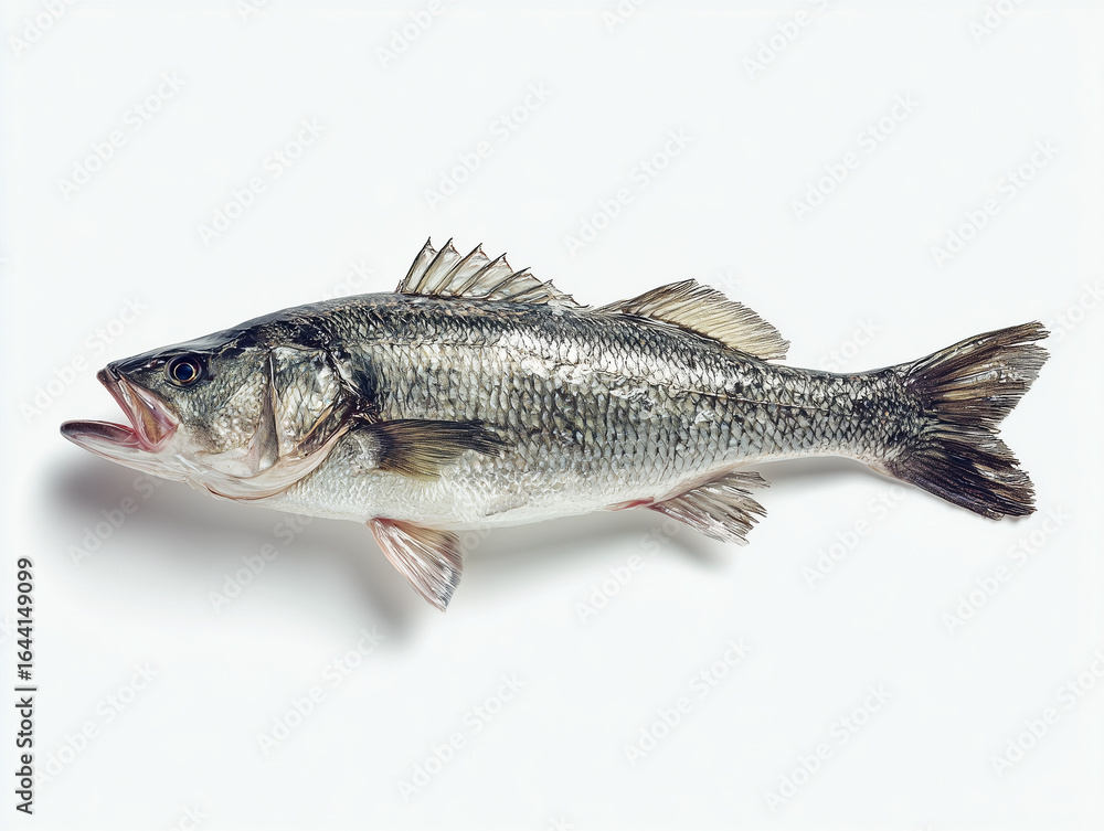 Fototapeta premium Bass Fish Isolated on White Background