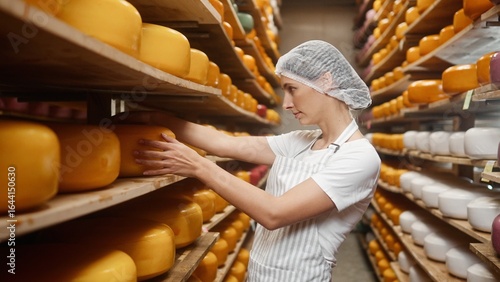 Foto Caucasian young pretty woman and man checking ripening process of dairy products